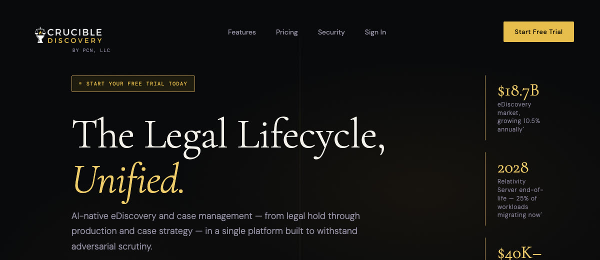 Screenshot of the Crucible Discovery homepage